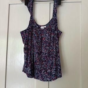 GAP Navy and Red Floral Tank Top